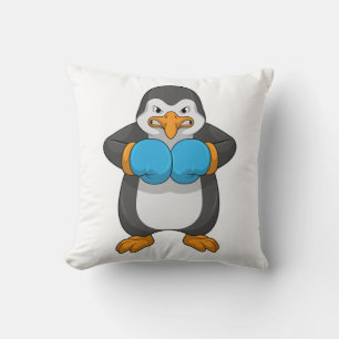 Penguin at Boxing with Boxing gloves Throw Pillow