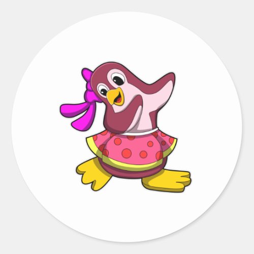Penguin at Dance with Skirt Classic Round Sticker