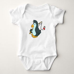 Penguin at Fishing with Fishing rod Baby Bodysuit