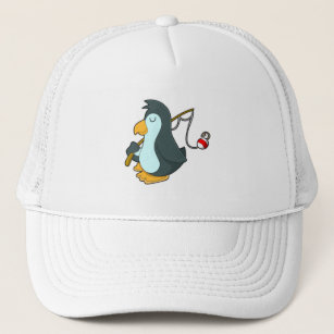 Penguin at Fishing with Fishing rod Trucker Hat