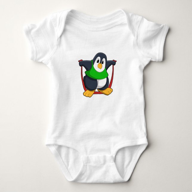 Penguin at Fitness with Skipping rope.PNG Baby Bodysuit (Front)