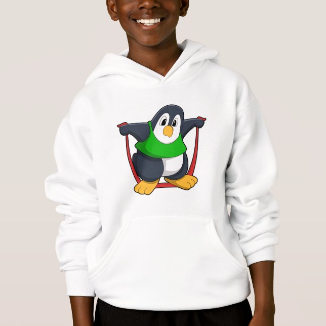 Penguin at Fitness with Skipping rope.PNG Hoodie (Front)