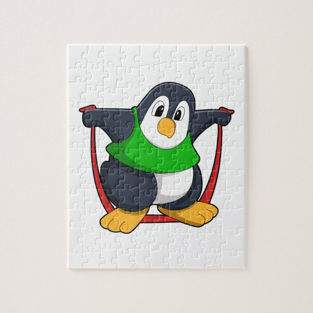 Penguin at Fitness with Skipping rope.PNG Jigsaw Puzzle (Vertical)