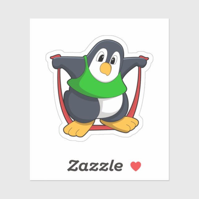 Penguin at Fitness with Skipping rope.PNG Sticker (Sheet)