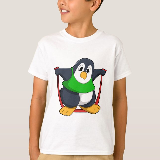 Penguin at Fitness with Skipping rope.PNG T-Shirt (Front)