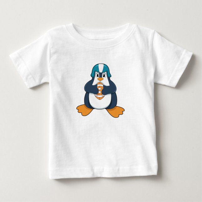 Penguin at Football Sports Baby T-Shirt (Front)