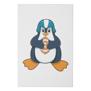Penguin at Football Sports Faux Canvas Print