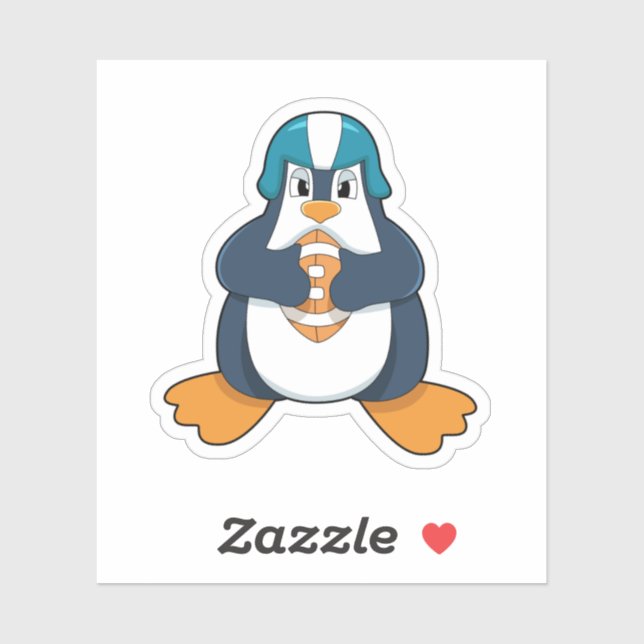 Penguin at Football Sports Sticker (Sheet)