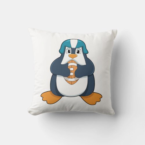 Penguin at Football Sports Throw Pillow