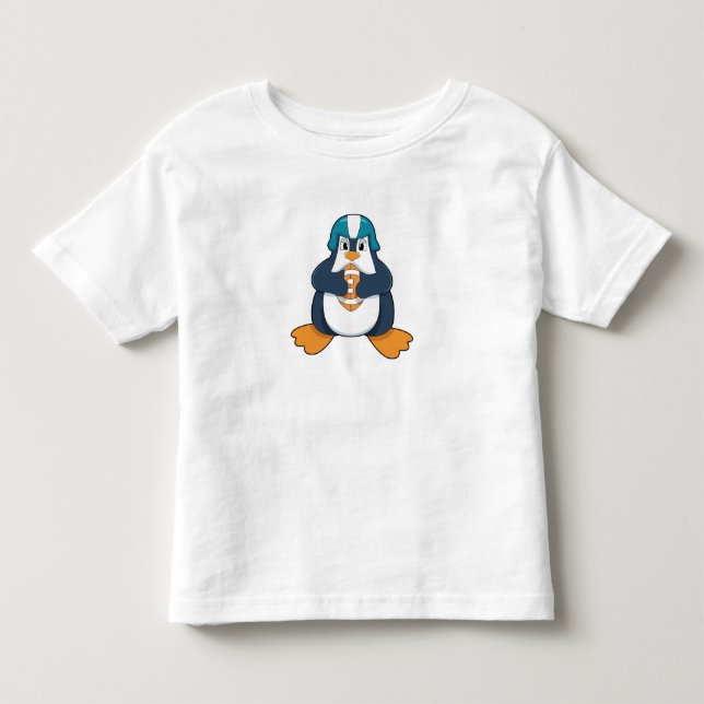 Penguin at Football Sports Toddler T-shirt (Front)