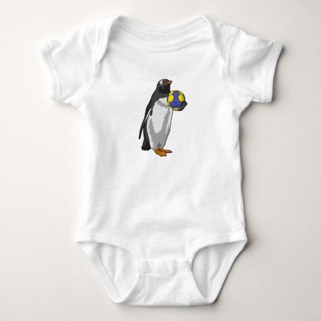 Penguin at Handball Sports Baby Bodysuit (Front)