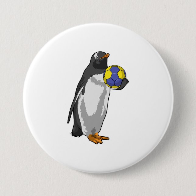Penguin at Handball Sports Button (Front)
