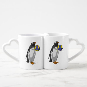 Penguin at Handball Sports Coffee Mug Set