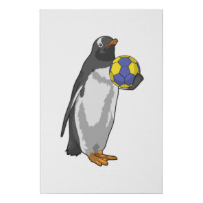 Penguin at Handball Sports Faux Canvas Print