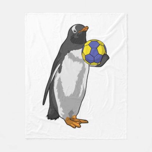 Penguin at Handball Sports Fleece Blanket