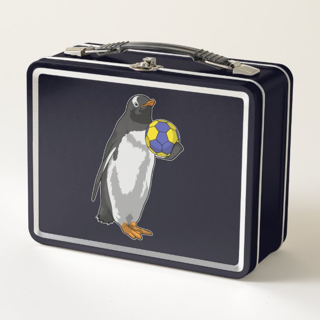 Penguin at Handball Sports Metal Lunch Box (Front)