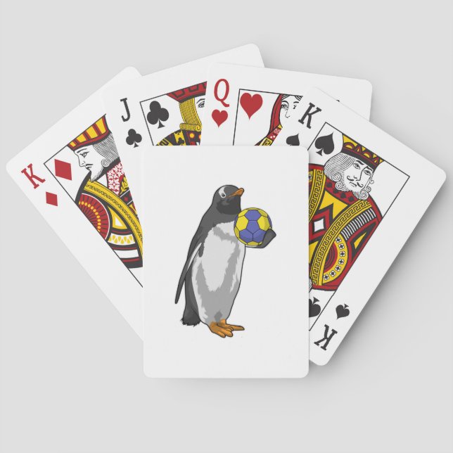 Penguin at Handball Sports Poker Cards (Back)