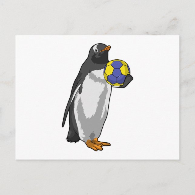Penguin at Handball Sports Postcard (Front)