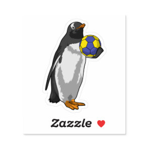 Penguin at Handball Sports Sticker