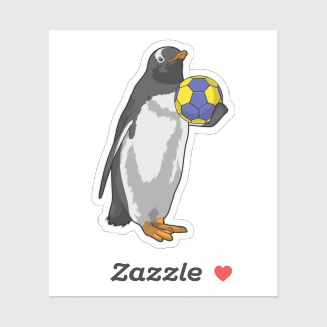 Penguin at Handball Sports Sticker (Sheet)