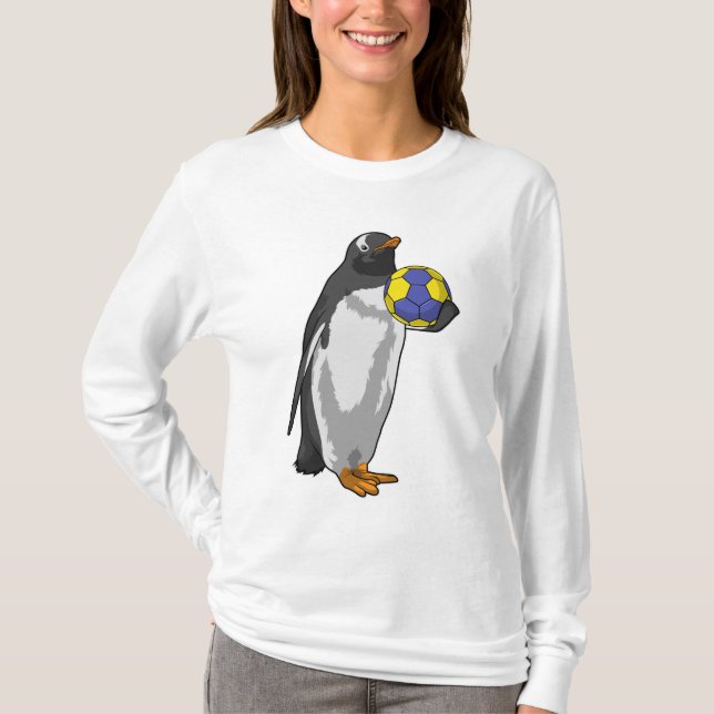 Penguin at Handball Sports T-Shirt (Front)