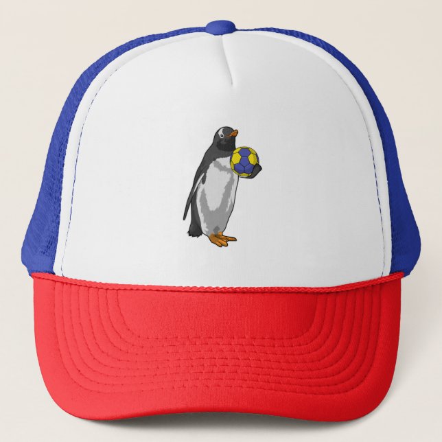 Penguin at Handball Sports Trucker Hat (Front)