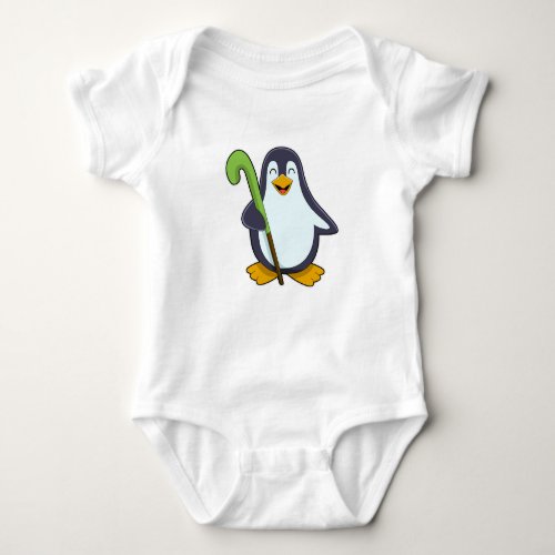 Penguin at Hockey with Hockey bat Baby Bodysuit