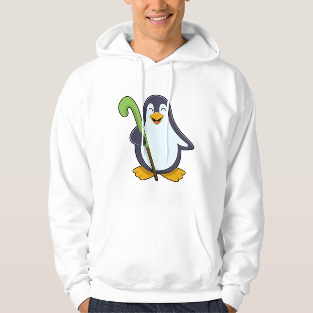 Penguin at Hockey with Hockey bat Hoodie (Front)