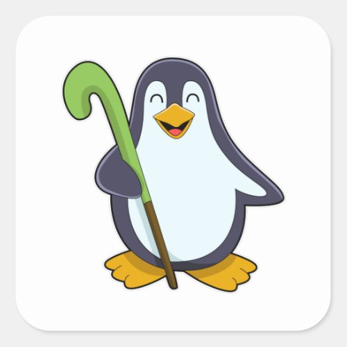 Penguin at Hockey with Hockey bat Square Sticker