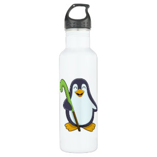 Penguin at Hockey with Hockey bat Stainless Steel Water Bottle