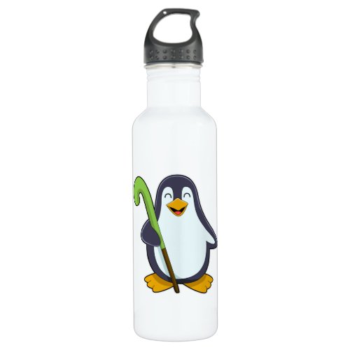 Penguin at Hockey with Hockey bat Stainless Steel Water Bottle