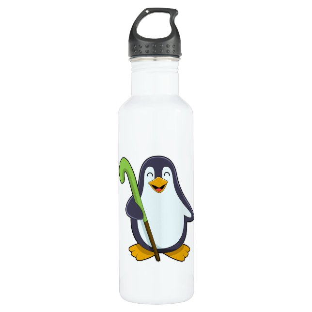 Penguin at Hockey with Hockey bat Stainless Steel Water Bottle (Front)