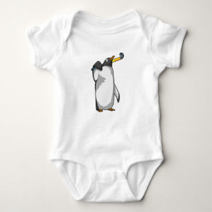 Penguin at Hockey with Hockey stick Baby Bodysuit