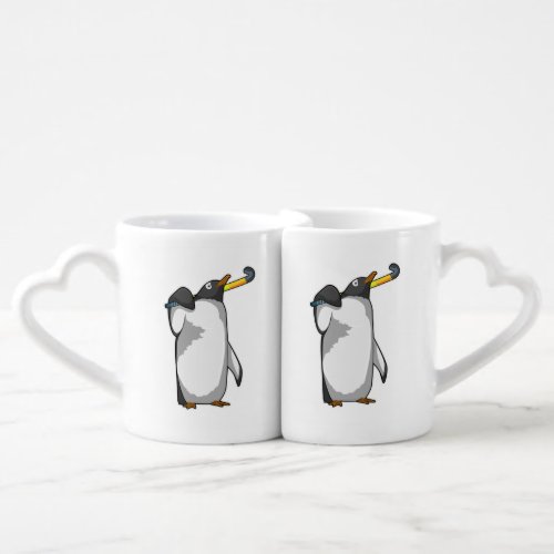 Penguin at Hockey with Hockey stick Coffee Mug Set