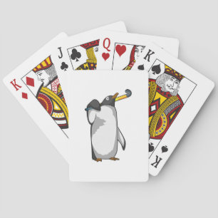 Penguin at Hockey with Hockey stick Poker Cards
