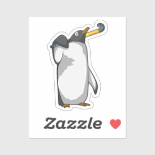 Penguin at Hockey with Hockey stick Sticker