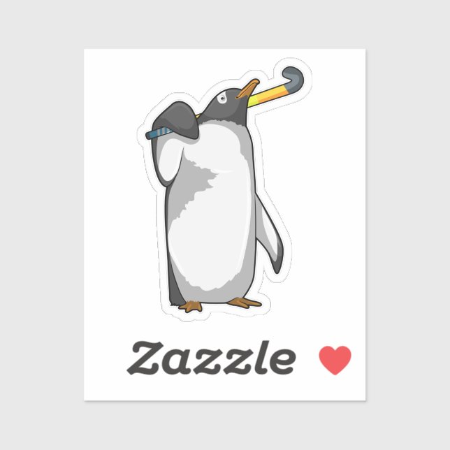Penguin at Hockey with Hockey stick Sticker (Sheet)
