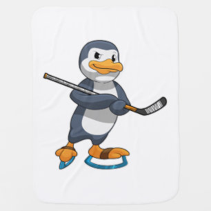 Penguin at Ice hockey with Ice hockey stick Baby Blanket