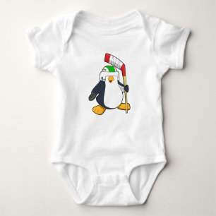 Penguin at Ice hockey with Ice hockey stick Baby Bodysuit