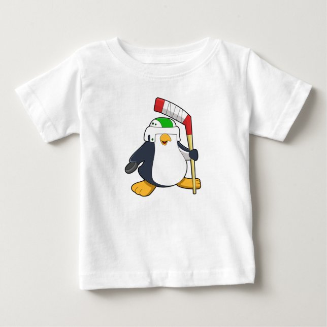 Penguin at Ice hockey with Ice hockey stick Baby T-Shirt (Front)