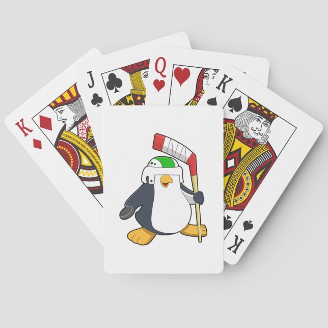 Penguin at Ice hockey with Ice hockey stick Poker Cards (Back)