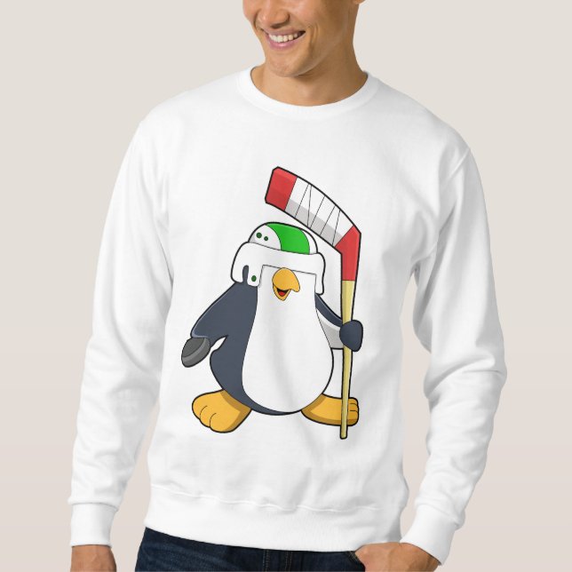 Penguin at Ice hockey with Ice hockey stick Sweatshirt (Front)