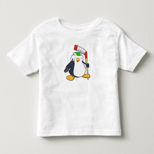 Penguin at Ice hockey with Ice hockey stick Toddler T-shirt (Front)