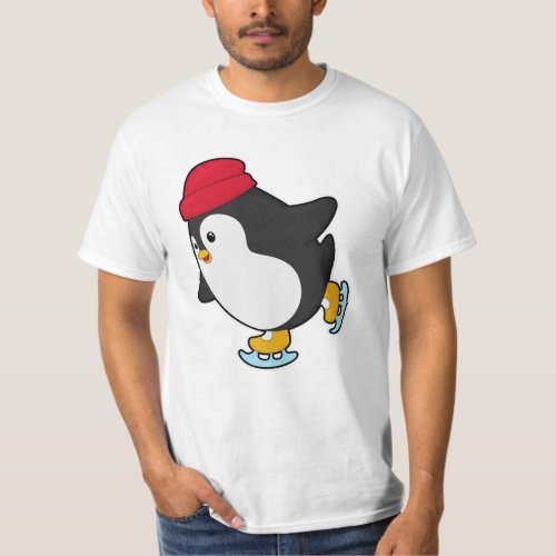 Penguin at Ice skating with Hat T_Shirt