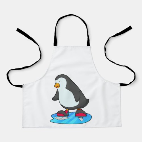 Penguin at Ice skating with Ice skates Apron