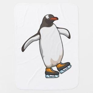 Penguin at Ice skating with Ice skates Baby Blanket