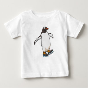 Penguin at Ice skating with Ice skates Baby T-Shirt