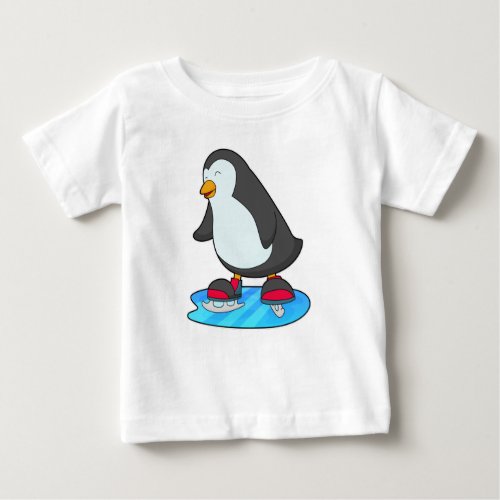 Penguin at Ice skating with Ice skates Baby T_Shirt