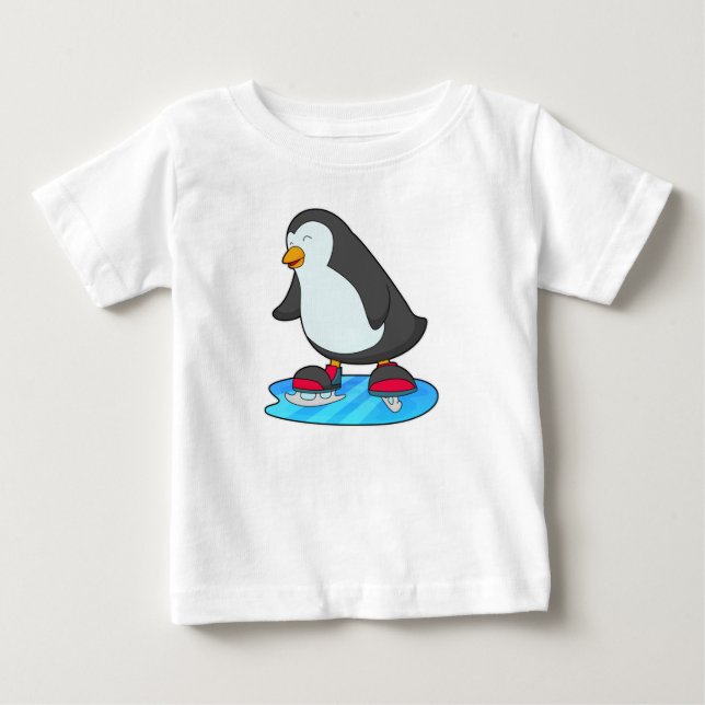 Penguin at Ice skating with Ice skates Baby T-Shirt (Front)