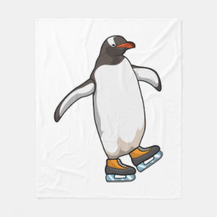 Penguin at Ice skating with Ice skates Fleece Blanket
